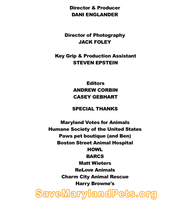 SaveMarylandPets.org PSA Credits SaveMarylandPets.org PSA Credits